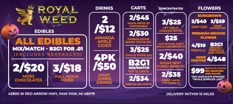 Cannabis Deals for the month of October